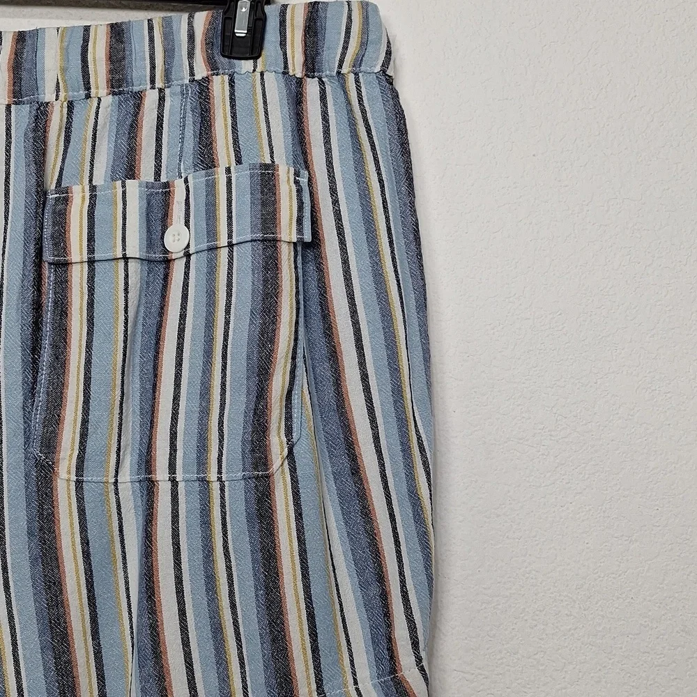 Lane Bryant Blue Multi Coastal Boho Linen Blend High Rise Shorts Size 22/24